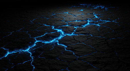 A powerful and imaginative abstract background that combines a natural texture with a magical element. The glowing cracks create a sense of wonder, mystery, and hidden energy. Geneの素材