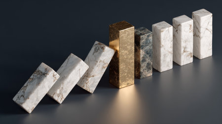 A powerful and elegant abstract image visualizing the concept of risk management and intervention. This minimalist scene is perfect for insurance companies, financial advisorsの素材