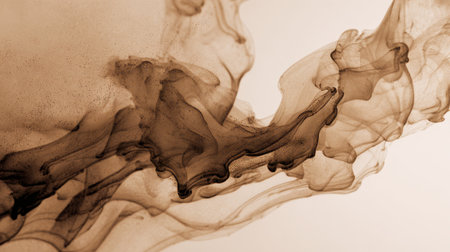 Abstract brown smoke-like patterns on a light background.の素材