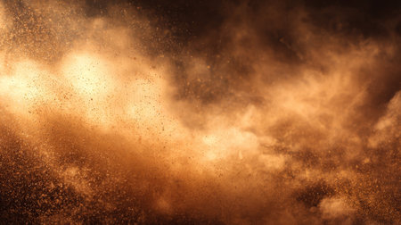 Golden dust particles floating in a dark atmosphere, creating a mystical and ethereal effect.の素材