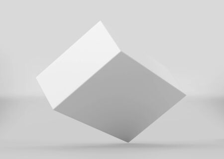 White Tissue Box Mockup, 3D Render on Light Gray Backgroundの写真素材