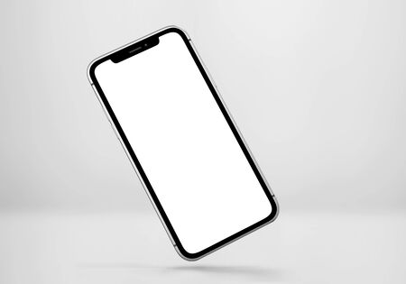 New Smartphone 2019, 3D Rendered on Light Gray Backgroundの写真素材