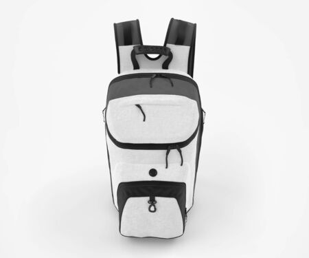 White Backpack Mockup, Blank School Backpack, Traveling bag 3d Rendering Isolated on light background, ready for your designの写真素材