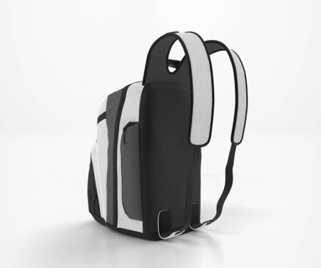 White Backpack Mockup, Blank School Backpack, Traveling bag 3d Rendering Isolated on light background, ready for your designの写真素材