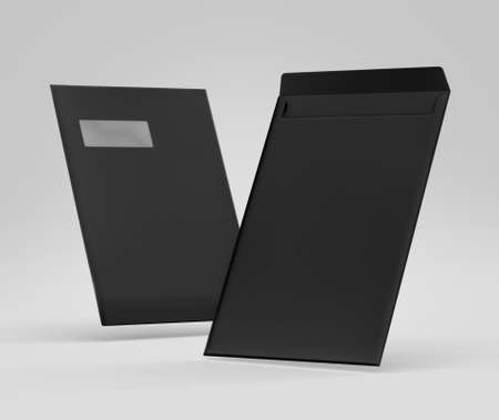 Realistic White Envelope C4/A4 mockup, Blank letter paper, c4 a4 c3 a3 template 3d Rendering isolated on light gray backgroundの写真素材