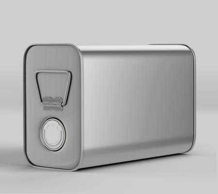 Rectangular Olive Oil Tin Can Mockup, Silver Liquid Container, 3d Rendered isolated on light backgroundの写真素材