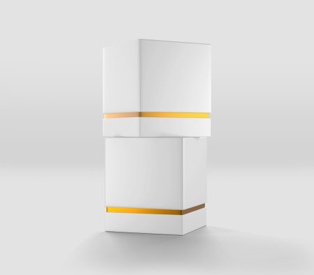 White rectangular box on gray background, Light candle box, Mockup, isolated, 3d illustrationの写真素材
