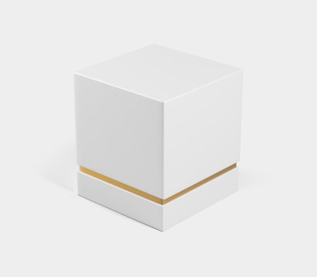 White rectangular box on gray background, Light candle box, Mockup, isolated, 3d illustrationの写真素材