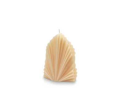 Decorative wax candle on white background. Space for text, closeupの写真素材