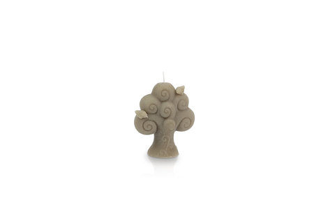 Ceramic candle in the form of a tree on a white backgroundの写真素材