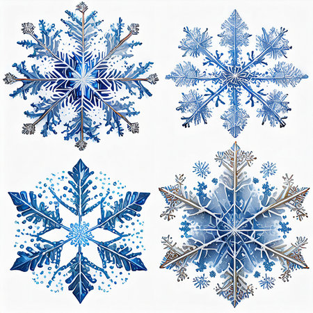 Set of snowflakes isolated on white background. Vector illustration.の素材