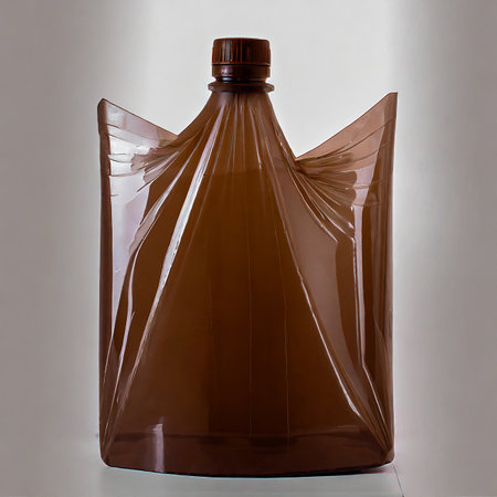 bottle of chocolate syrup on a gray background, close-upの素材