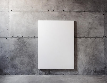 Blank white poster on gray concrete wall. Mock up, 3D Renderingの素材