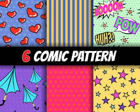 seamless comic pattern vector setのイラスト素材