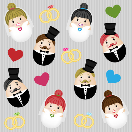 seamless wedding pattern backgroundのイラスト素材