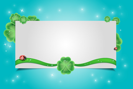 clover with a ladybug vector backgroundのイラスト素材