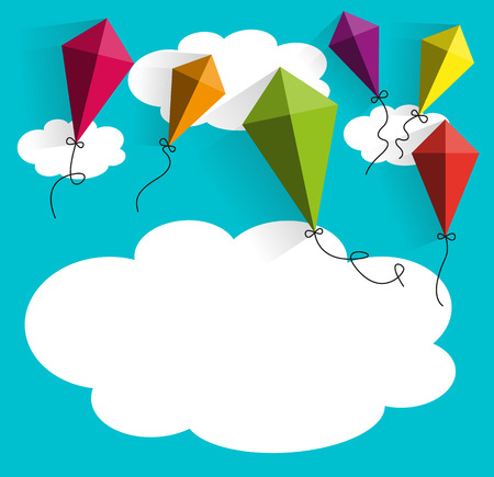 kites with clouds vector illustrationのイラスト素材