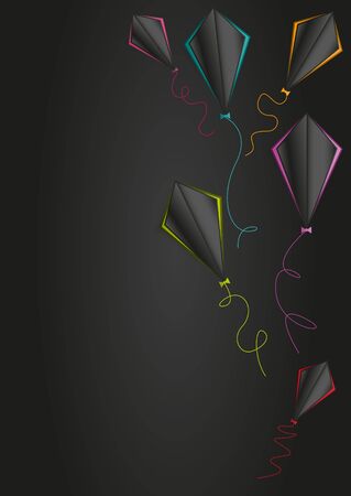 kites vector set blackのイラスト素材