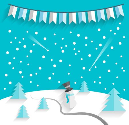 winter background with a snow man vectorのイラスト素材