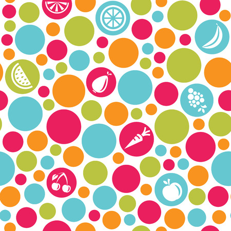 seamless dots background with fruits and vegetablesのイラスト素材