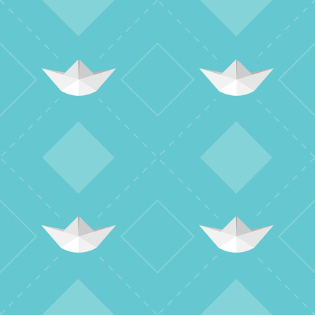 seamless vector pattern paper boatのイラスト素材