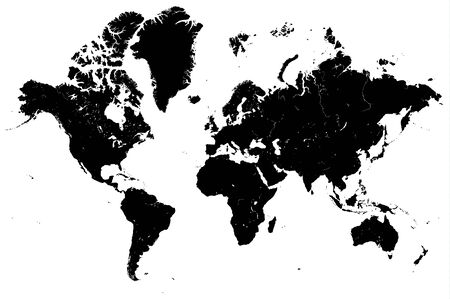 world map black white vectorのイラスト素材