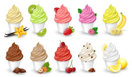 soft ice cream cup varieties vector setのイラスト素材