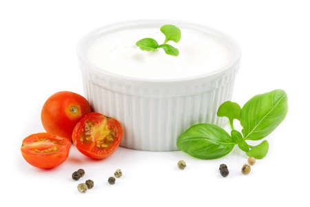 cream cheese with herb and tomatoesの写真素材