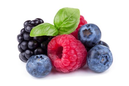 berries with leaf on white backgroundの写真素材