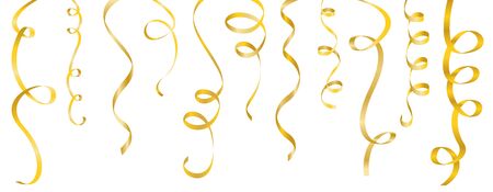 streamers gold set on white backgroundのイラスト素材