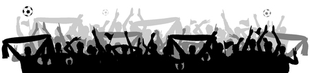 soccer fans crowd silhouetteのイラスト素材