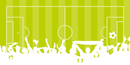football field with fans silhouetteのイラスト素材