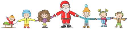 Santa claus with childrenのイラスト素材
