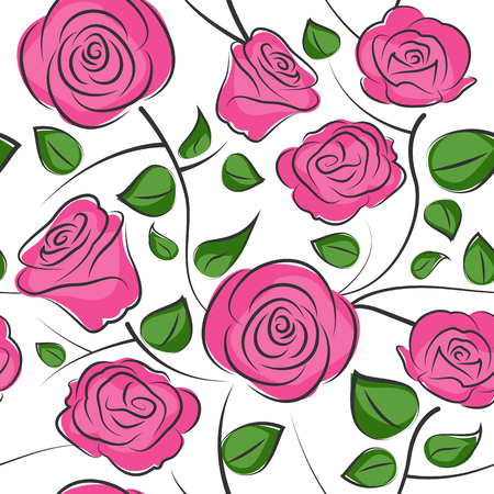 seamless roses background patternのイラスト素材