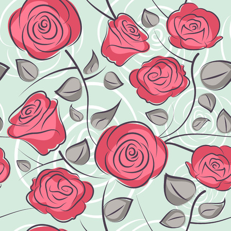 seamless roses pattern backgroundのイラスト素材