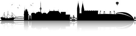 Bremen's skyline in a black silhouette on a white backgroundのイラスト素材