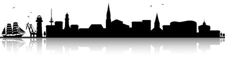 Kiel skyline silhouette black  illustration isolated on whiteのイラスト素材