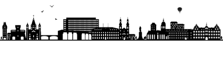 Mainz skyline black (Germany)のイラスト素材
