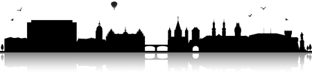 Mainz skyline silhouette black (Germany)のイラスト素材