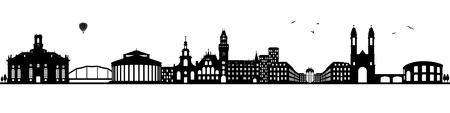 Saarbrucken skyline black (german city)のイラスト素材