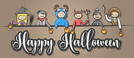 Happy Halloween vector kids illustrationのイラスト素材