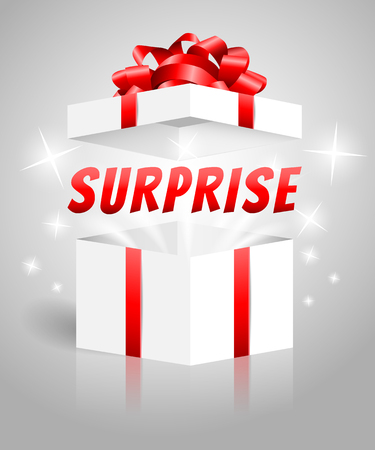 Surprise gift box red whiteのイラスト素材