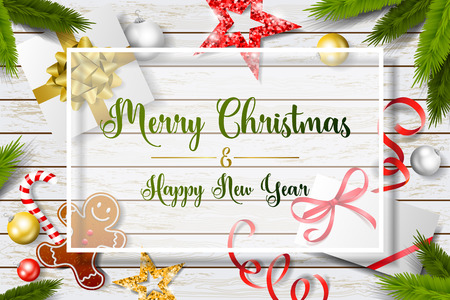 Merry christmas and new year background cardのイラスト素材