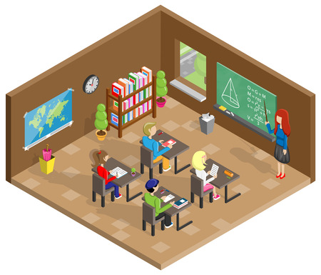 School classroom isometric designのイラスト素材