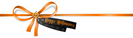 Happy Halloween bow ribbon gift card background bannerのイラスト素材