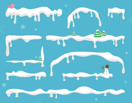 Snow winter frame illustration set collection isolatedのイラスト素材