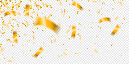 Falling party confetti golden isolated on transparent backgroundのイラスト素材