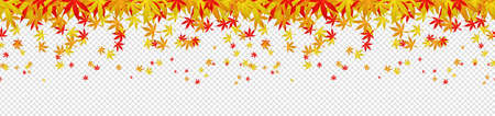 Colorful falling autumn leaves confetti seamless pattern background isolatedのイラスト素材