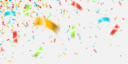Colorful falling confetti isolated on transparent backgroundのイラスト素材
