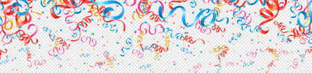 Colorful confetti streamer illustration vector isolated on transparent backgroundのイラスト素材